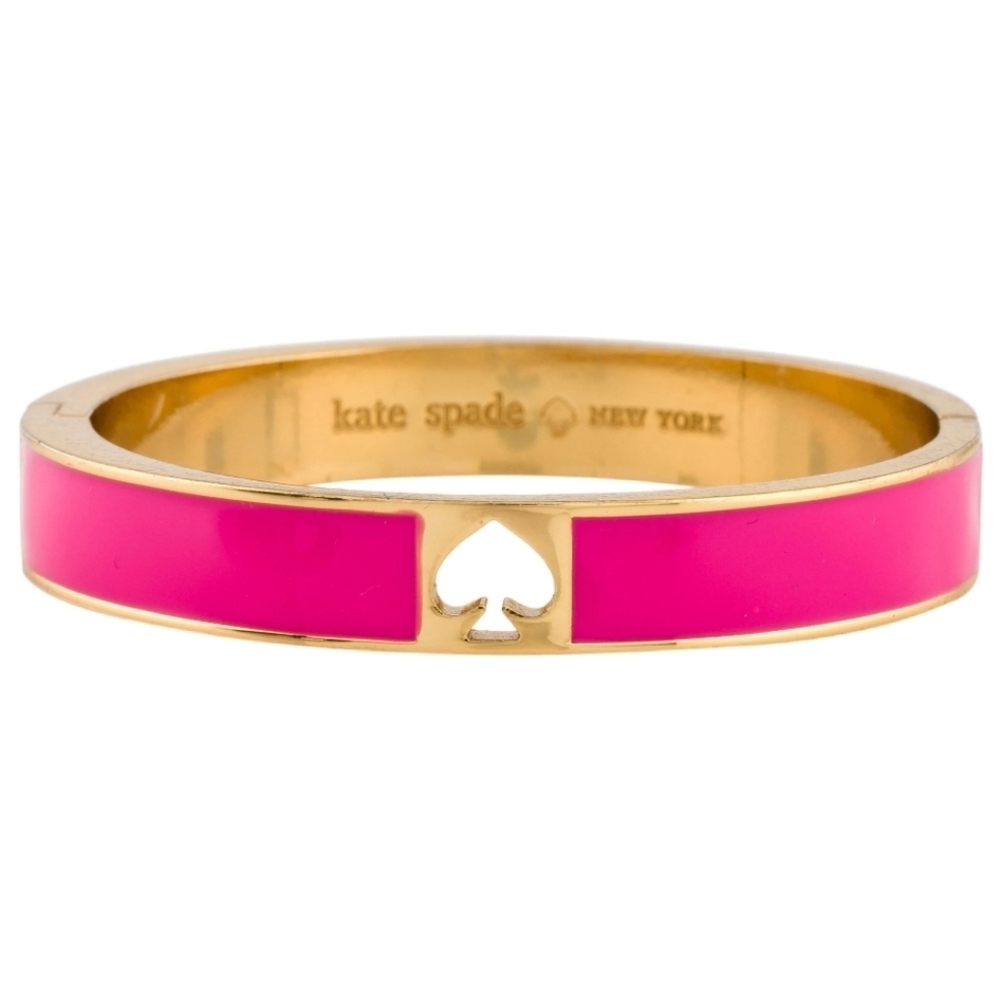 💝▪️Kate Spade▪️enamel Hole Punch Hinge Bracelet dark pink & gold